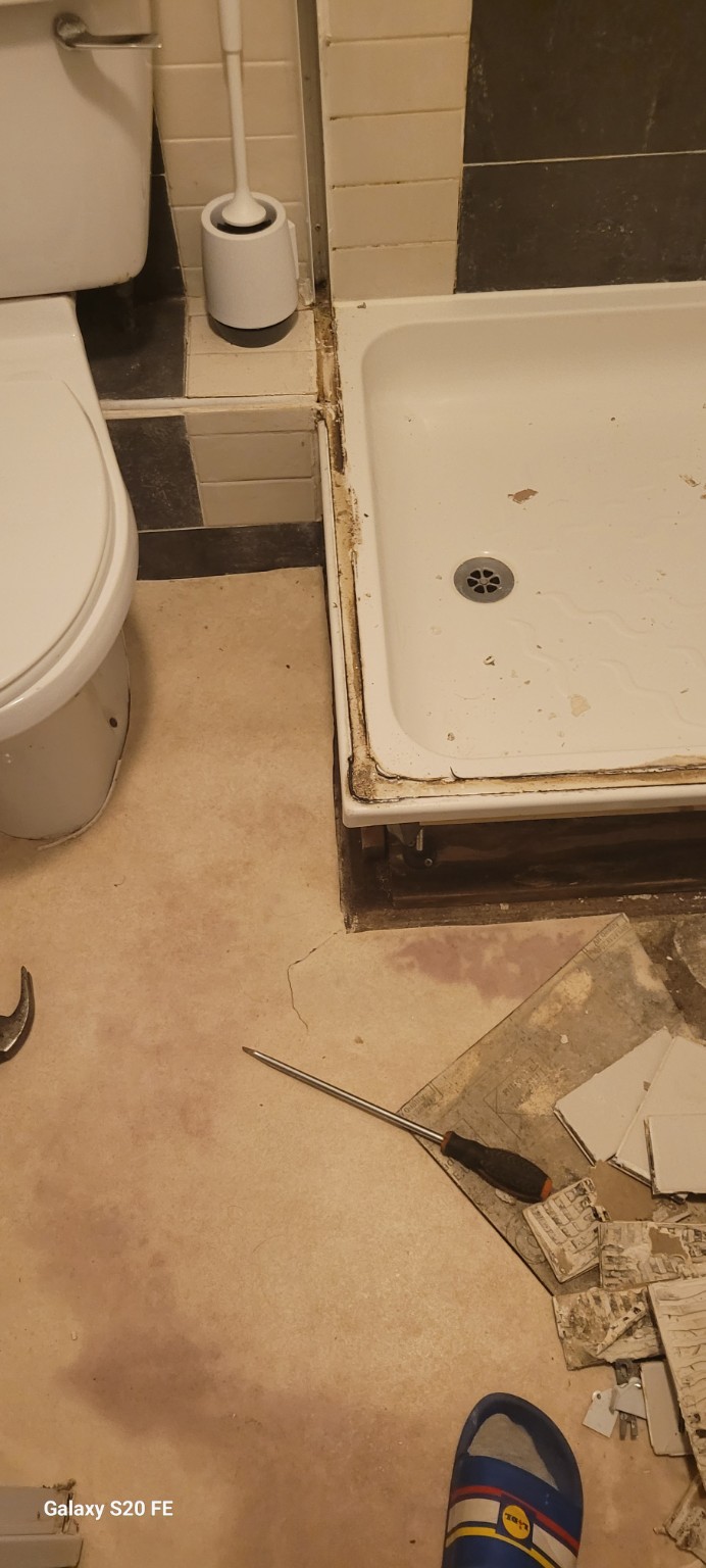 Bathroom shower area before the refresh